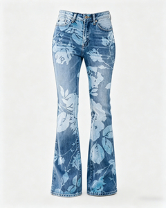 Jeans de Mezclilla para Mujer, Jeans Lavados Transpirables, Pantalones de Mezclilla Estilo Lápiz, Jeans con Estampado - Product Image 1