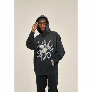เสื้อฮู้ด Y2K สไตล์โกธิคสำหรับผู้ชายพิมพ์ลายตัวอักษรกะโหลกตามสั่งเสื้อมีฮู้ดแฟชั่นสไตล์สตรีทฮาราจูกุ - Product Image 1