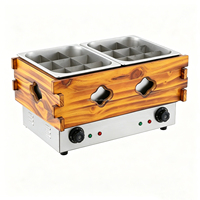 Machine à Oden Électrique 18 Grilles Double Cuve, Machine de Cuisson Kanto, Marmite à Nouilles Japonaise, Cadre en Bois, 3000W Économe en Énergie