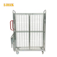 Chariot à cueillette en acier en métal de logistique de grillage de stockage mobile pliable résistant