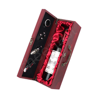 Privé Étiquette Accepter Bois De Stockage Du Vin Et 4pcs Accessoire Voyage Vin Cadeau Boîte 750ML Unique En Bois Boîte à Vin Bouteille Rouge