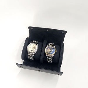 กล่องเก็บนาฬิกากำมะหยี่1ช่องกล่องหนังแท้ PU แบบม้วนได้สำหรับเดินทางโลโก้ออกแบบได้ตามต้องการ - Product Image 4