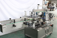 Machine d'étiquetage automatique double face pour bouteilles carrées en plastique d'huile moteur et d'huile lubrifiante, contrôle par écran tactile PLC