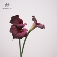 Vente en gros de compositions florales de mariage de haute qualité, blanches, roses et violettes, décoration d'hôtel, fleurs artificielles Calla Lily au toucher réel