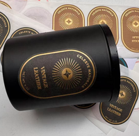 Autocollants personnalisés haut de gamme avec logo estampé à chaud en feuille d'or, étiquettes brillantes en papier texturé pour emballages de cosmétiques et de bougies