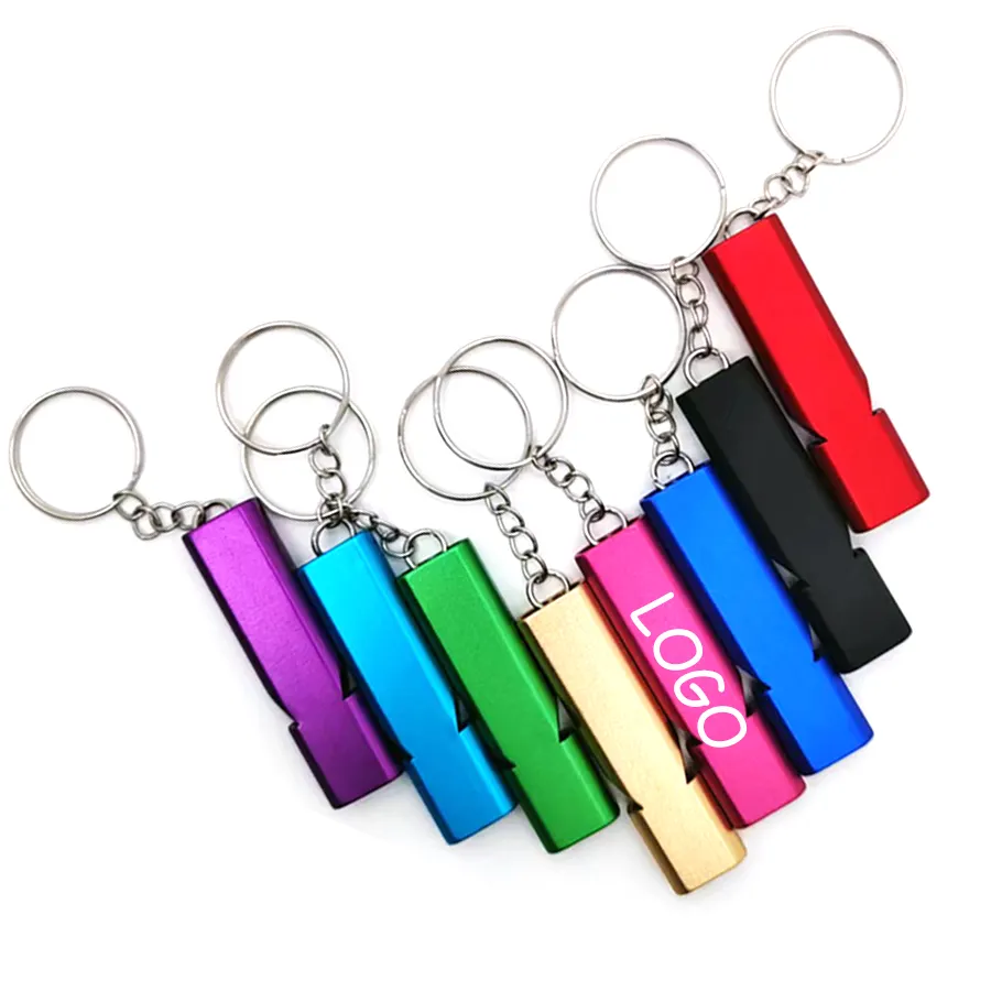 120DB Outdoor impresso LOGOTIPO Self Defense Safety Metal Keychain Emergência Apito para Camping Caminhadas Sports Dog Training