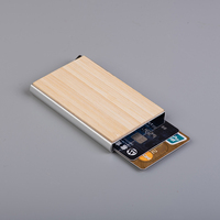 Bambu otomatis pop up pemegang kartu kredit rfid memblokir Dompet Logam ramping