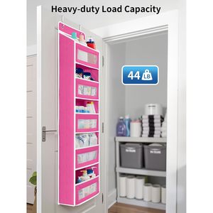Organisateur de rangement à suspendre sur la porte, 5 étagères, rose bonbon, pour chambre, salle de bain, chambre d'enfant - Product Image 6