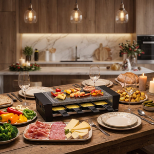 Grill <span class=keywords><strong>Raclette</strong></span> Électrique Portable avec Plaque Chauffante Amovible, Contrôle de Température, Surface Antiadhésive pour Usage Domestique Intérieur - Product Image 1