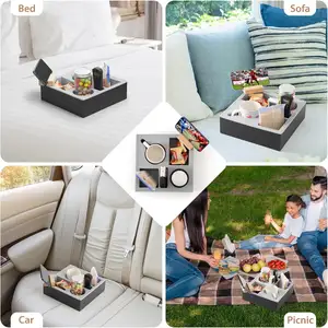 Silicone Wooden Couch Caddy Organizer Couch Cup Holder Waterproof Sofa Cup Holder For Bed Sofa Car