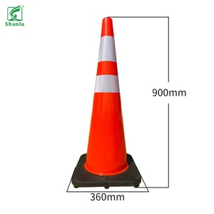 Nouveaux cônes de signalisation routière en PVC de 90 cm avec bande réfléchissante en caoutchouc PE flexible, signalisation d'avertissement routière pour la sécurité routière - Product Image 5