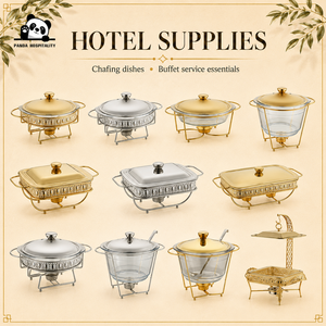 Suministros de Hotel de Alta Calidad, Juego de Recipientes para Buffet de Lujo, Calentador de Alimentos Comercial Redondo de Acero Inoxidable Dorado con Tapa de Vidrio - Product Image 2