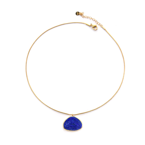 Collar con Colgante Elegante de Acero Inoxidable 316L con Baño de Oro PVD y Piedra Azul Druzy, Joyería Destacada - Product Image 2