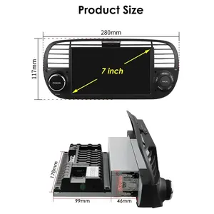 Autoradio Android 7 Pouces pour <span class=keywords><strong>Fiat</strong></span> <span class=keywords><strong>500</strong></span> Abarth 2007 - 2015 Unité Principale Multimédia Lecteur Vidéo Carplay sans Fil Navigation - Product Image 4