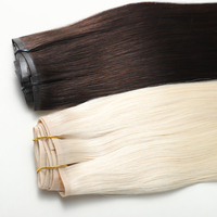 Extensions de cheveux humains de qualité supérieure, 100% cheveux vierges russes, cuticules alignées, blondes, invisibles, avec clips en PU