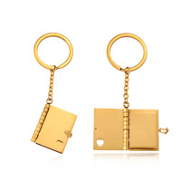 Llavero de Acero Inoxidable con Forma de Libro Abrible y Grabable, Personalizable, Mini Anillo para Llaves con Forma de Libro, Impermeable, para Parejas