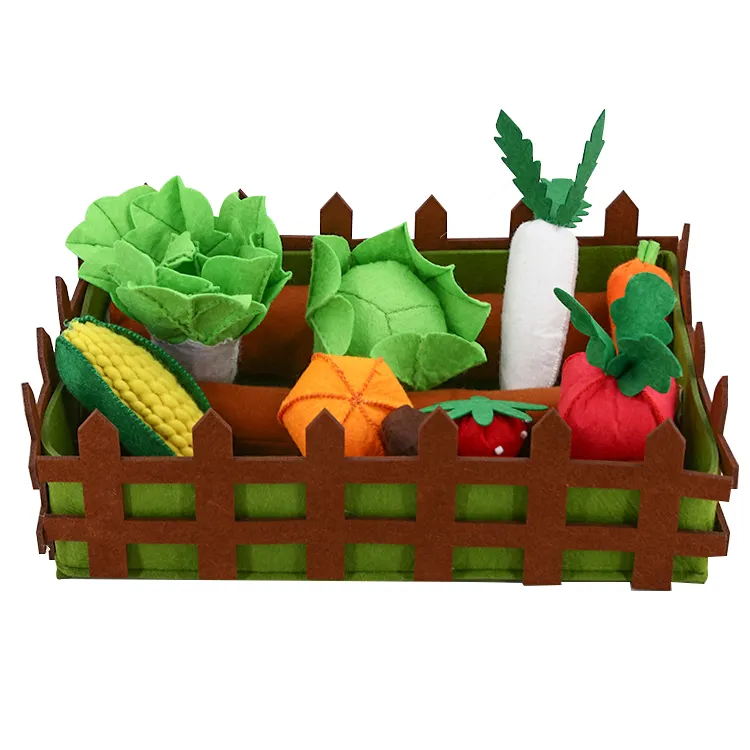 Pretend games stimulate children creativity felt set of vegetable garden with box realistic children gifts love
