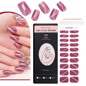 Bandes de gel semi-durcies pour ongles, design œil de chat dynamique et brillant, couleur pure, couverture complète, <span class=keywords><strong>vernis</strong></span> UV, pour manucure personnalisée - Product Image 3