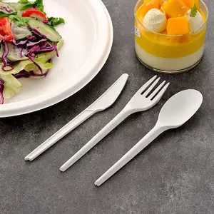 Compostable dùng một lần cpla phân hủy sinh học dao kéo dùng một lần cpla nĩa muỗng dao dao nhựa thiết lập với khăn ăn
