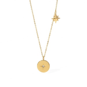 Collar de Acero Inoxidable con Baño de Oro de 18K, Diseño Europeo y Americano, con Estrella y Diamantes, para Mujer - Product Image 1