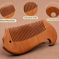 Peigne à cheveux en bois de poirier sculpté à la main, dents lisses et arrondies, antistatique, portable, peigne en bois de poche pour la maison, les voyages et l'entretien quotidien des cheveux