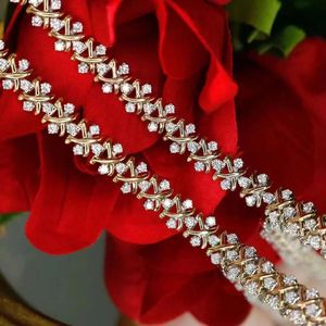 Xinfly Non Tarnish Waterproof Design <b>Inspired</b> 18K Pure Gold Luxury Classic 2.30CT Natural Diamond Hand <b>Bracelet</b> Men Women - Product Image 5
