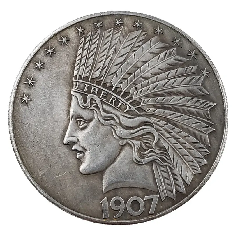 Non magnétique laiton métal décoratif Antique Morgan pièce 1907 indien argent commerce Dollar commémoratif pas cher pièces personnalisées