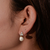 Perle d'eau douce naturelle goutte bijoux élégants 925 perles en argent sterling boucles d'oreilles goujons femmes