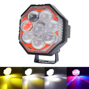 Projecteurs LED octogonaux pour moto à 5-8 lentilles, système d'éclairage automatique à puce CREE 3570, feux auxiliaires antibrouillard clignotants rouge et bleu - Product Image 3