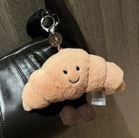 Porte-clés amusant en coton en forme de croissant, pendentif mignon en peluche pour sac à dos, jouet en peluche pour enfants