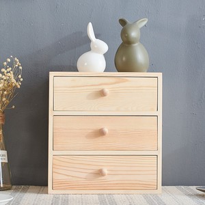 Organizador de Escritorio de Madera Simple, Gabinete de Almacenamiento de Tres Niveles con Cajones, Color Madera Natural, Tipo Vertical, Organizador de Oficina - Product Image 1