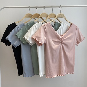 <span class=keywords><strong>Brandy</strong></span> BM, nueva <span class=keywords><strong>ropa</strong></span> de entrenamiento de baile para adultos de verano para mujeres, camiseta de manga corta con cuello en V para Yoga, <span class=keywords><strong>ropa</strong></span> de baile de punto adelgazante - Product Image 1