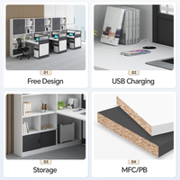 Table de travail commerciale en bois en gros, bureau modulaire pour 2 personnes, postes de travail pour projets