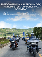 Casque Intercom Moto Free+ 5.1+EDR avec Réduction de Bruit IA, Portée 2000m pour 256 Motards, Intercom Mesh