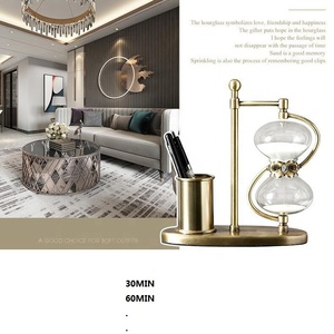 Cổ màu đen và trắng cổ điển Kim Loại Xoay cát đồng hồ cát đồng hồ cát Hẹn giờ với đồng thau chủ bút - Product Image 6