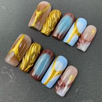Ongles press-on faits main de haute qualité, vente en gros d'usine, forme cercueil, style européen et américain très prisé, réutilisables