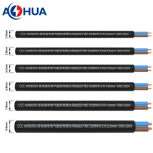 Câble électrique isolé et gainé en PVC pour appareils électriques, 2 conducteurs, 0,5 0,75 1,0 1,5 2,5 <span class=keywords><strong>mm</strong></span> - Product Image 1