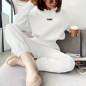 Conjunto de Sudadera con Capucha y Pantalones Deportivos de Alta Calidad para Mujer, Personalizable, de 2 Piezas, de Terciopelo, con Estampado de Leopardo Vintage y Cuentas, Informal - Product Image 2