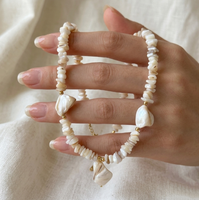 Collier en coquillages irréguliers avec chaîne réglable en acier inoxydable, bijoux de style artistique, collier ras du cou tendance, cadeau souvenir