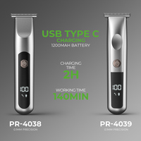 Tondeuse à cheveux électrique pour hommes, tondeuse à cheveux PRITECH Custom t Liners Rechargeable 0.1mm Gap Hair Cut Machine Close Shaving