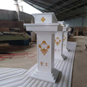 Chaire <span class=keywords><strong>d</strong></span>'église blanche avec sculpture <span class=keywords><strong>de</strong></span> <span class=keywords><strong>colombe</strong></span> <span class=keywords><strong>de</strong></span> l'Esprit Saint et croix dorée, pour <span class=keywords><strong>la</strong></span> parole sacrée et <span class=keywords><strong>la</strong></span> prière chrétienne - Product Image 5
