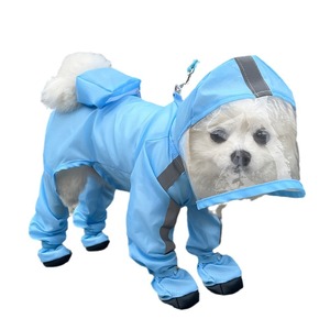 Impermeable para Perros Pequeños de Cuatro Patas, Azul Sólido, de Poliéster, con Capucha y Cubre Cara Transparente para Bichón Frisé y Teddy - Product Image 5