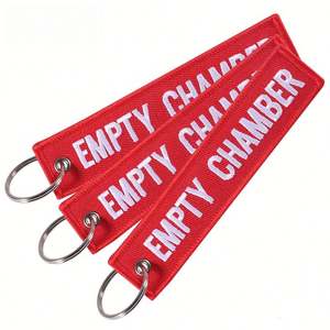 Porte-clés brodé Red EMPTY CHAMBER, cordon tactique de sécurité pour armes à feu, idéal pour le stand de tir, l'EDC <span class=keywords><strong>et</strong></span> les cadeaux promotionnels - Product Image 1
