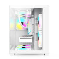 Casing PC Gaming Panoramic Putih Grosir Pabrik, Kaca Tempered Ganda untuk ATX MATX ITX