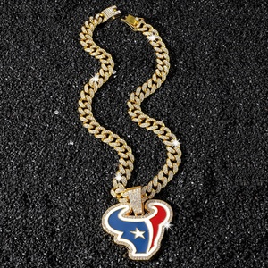Cadena con colgante de Houston Texans personalizada, nuevo estilo, gargantillas de moda, collar, joyería helada para hombres, fiestas infantiles, aleación de Zinc - Product Image 4