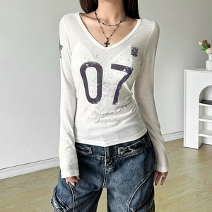 10242 Autumn New Sey <b>Perspective</b> Slim Fit Vneck Printed Long Sleeved Tsrt Top - Product Image 2