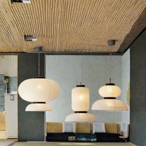 Lámpara Colgante de Papel de Arroz Estilo Japonés Wabi Sabi, Altura Ajustable, Luz LED Regulable, Luz Blanca Cálida para Salas de Estar Modernas - Product Image 3