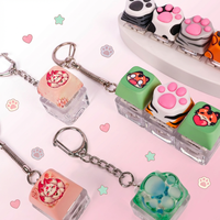 Porte-clés LED personnalisé amovible et connectable librement, en acrylique, motif patte de chat de dessin animé, boutons clicker anti-stress, étanche