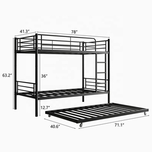 Cama <span class=keywords><strong>litera</strong></span> moderna de tamaño individual con cama nido extraíble, estructura metálica para niños, para dormitorio, apartamento, escuela u hotel - Product Image 6