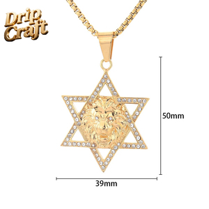 Colgante Hip Hop de Acero Inoxidable 306L Chapado en Oro, Estrella de Seis Puntas, Estrella de <span class=keywords><strong>David</strong></span>, León, Colgante de Acero de Titanio al por Mayor - Product Image 6